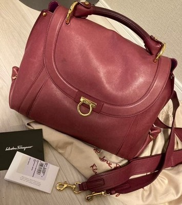 Salvatore Ferragamo Sofia Soft Gancini Pink 2Way Satchel Shoulder Bag A495