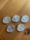5 x 1 oz .999 Silver Buffalo Rounds Native American Design in Capsules