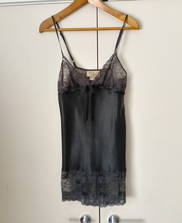 Marilyn Monroe by Warner's Black Lace Trim Full Slip Bow Accent Size S