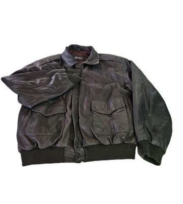 Beyond Sports Classics Leather Bomber Jacket Men XL Brown Full Zip Flight