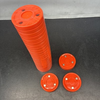 Green Biscuit 12 NEW SNIPE Orange + 3 Original [ Lot Of 15 ] Roller Hockey Pucks