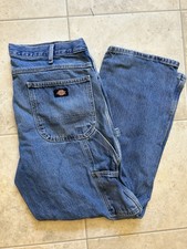Dickies Relaxed Fit Blue Denim Carpenter Jeans Workwear Utility Men s 36x30