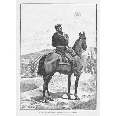 GERMAN EMPEROR Frederick III, King of Prussia - Antique Print 1888