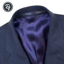 Mens 40 S Mullen & Mullen X Holland & Sherry Navy Blue Micro Knit Wool Blazer