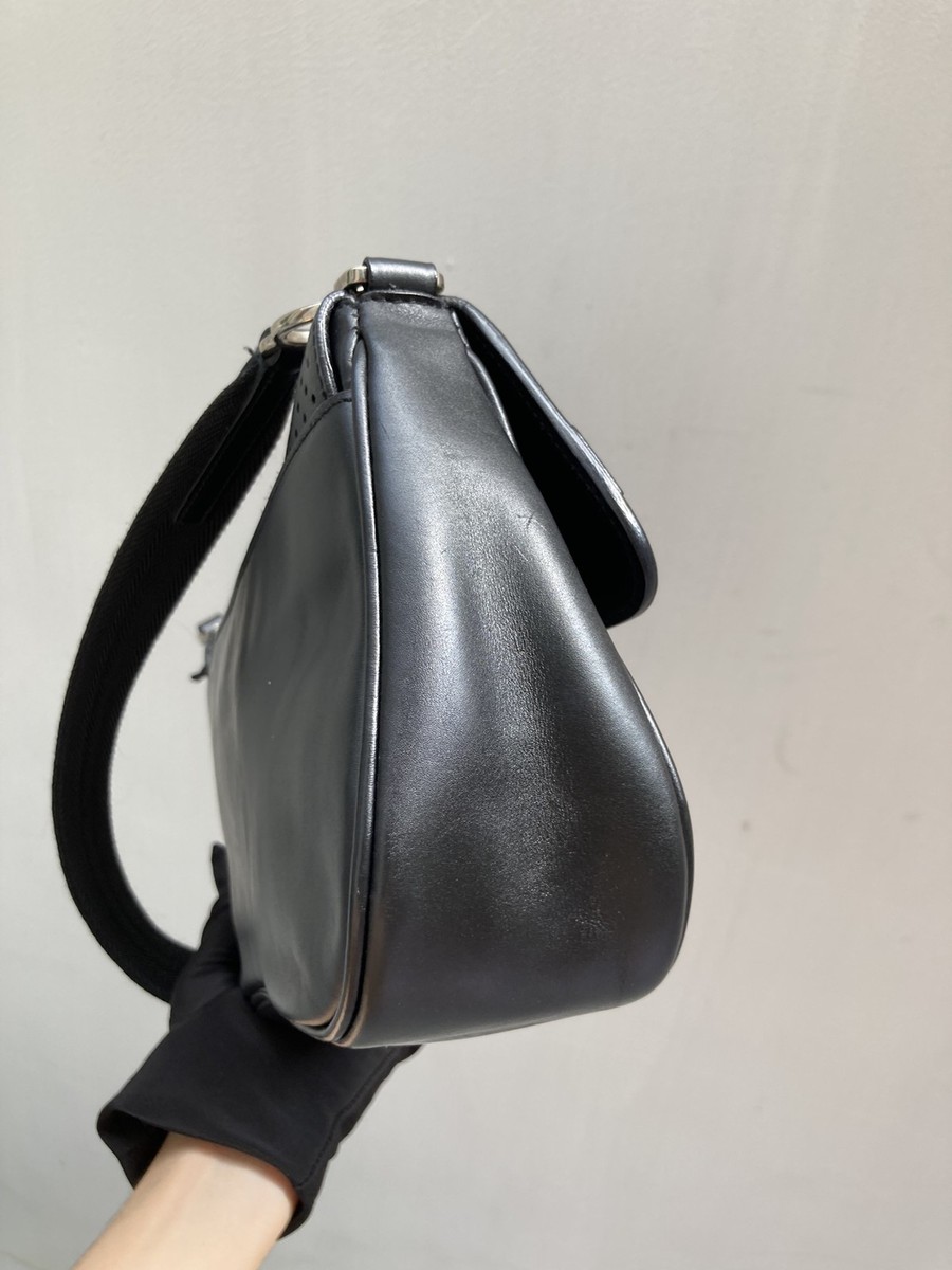 Vintage Prada Sound Lock Leather Bag Black Shoulder Crossbody