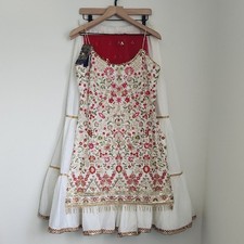 LASHKARAA Multicolor Embroidered Gharara Suit Made In India Size Medium White