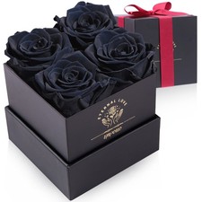 Impouo Preserved Rose,Gifts for Her, Birthday Gifts Women, 4 Rose, Black