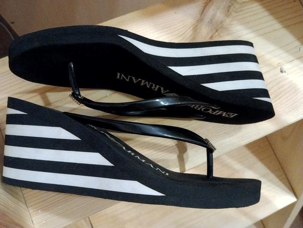 Women Emporio Armani Flip Flops Black Rubber 38.5