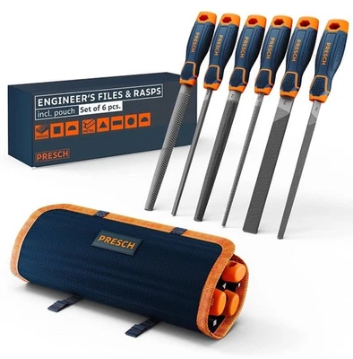 Presch File Set Metal and Wood 6 pcs. with Bag - Professional File Set