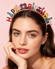 PUSABAOWO Birthday Headband Happy Crown Tiara - One Size, Multicolor