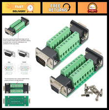 2PCS Solderless DB15 VGA Male Female Connector Breakout Adapter 3 Row D-SUB, R