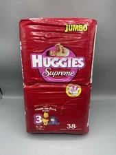 Vintage Y2K Huggies Supreme Diapers Winnie The Pooh Size 3 Jumbo Pack 38 New VTG