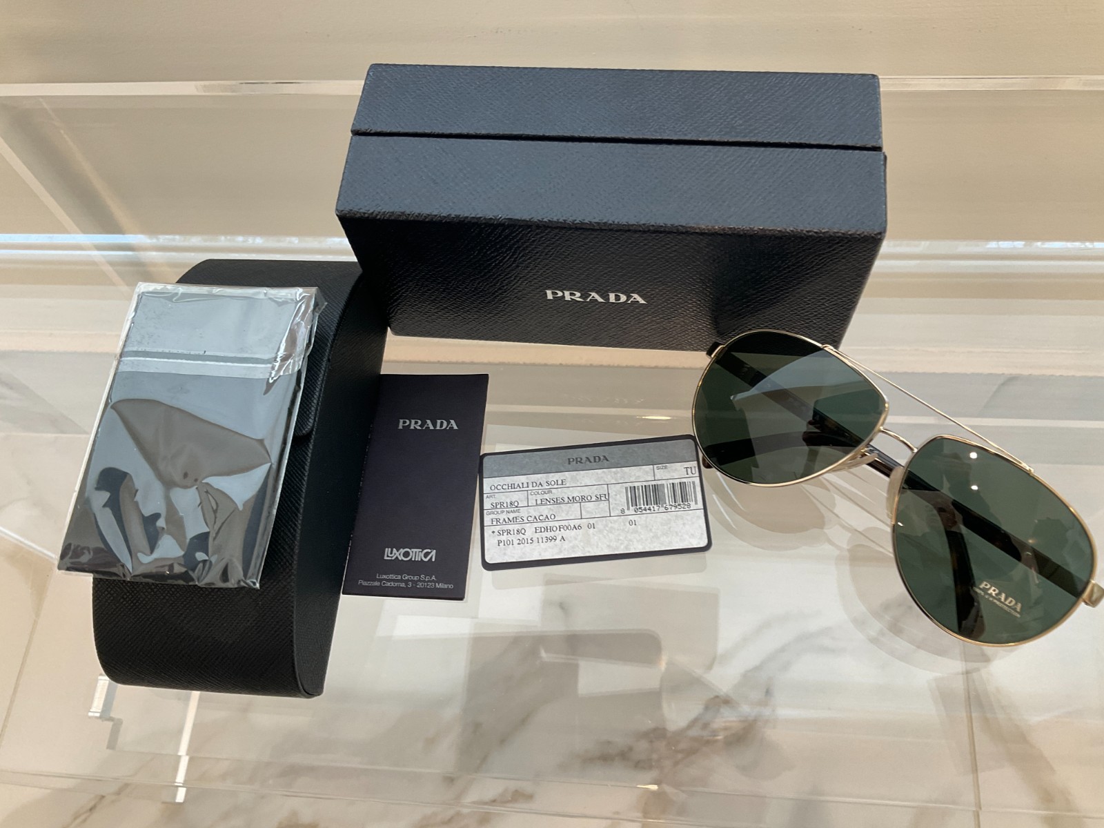New Prada SPR670 Gold Frame with Brown Lenses Aviator Sunglasses w/ Case thumbnail 3