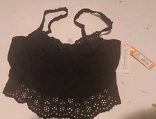 NEW Target Colsie Womens Medium Black Eyelet Corset Shirt