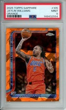 Jaylin Williams 2025-26 Topps Chrome Sapphire Orange 15/25 PSA 9 OKC Thunder