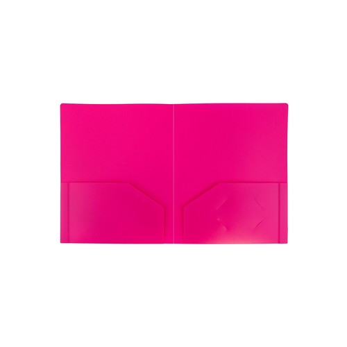 JAM Paper Heavy Duty Plastic Two-Pocket School Folders Fuchsia Pink 108/Pack - Picture 2 of 5