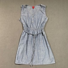 Merona Women's Blue Denim Sleeveless Dress with Belt Size Large 100% Cotton