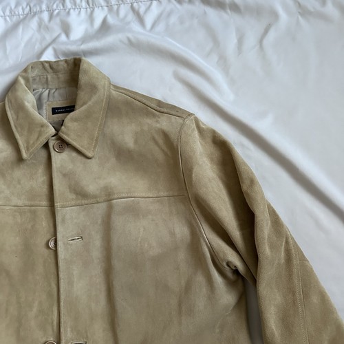 Banana Republic Coat Mens L Tan Suede Jacket Long Vintage - Picture 5 of 20