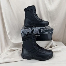 Nortiv 8 Work Boots Mens 10.5 Black Side Zipper Leather Motorcycle Combat Boots