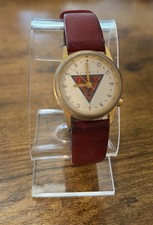 Vintage Guess Watch Red Leather Band Triangle Face Quartz 1987