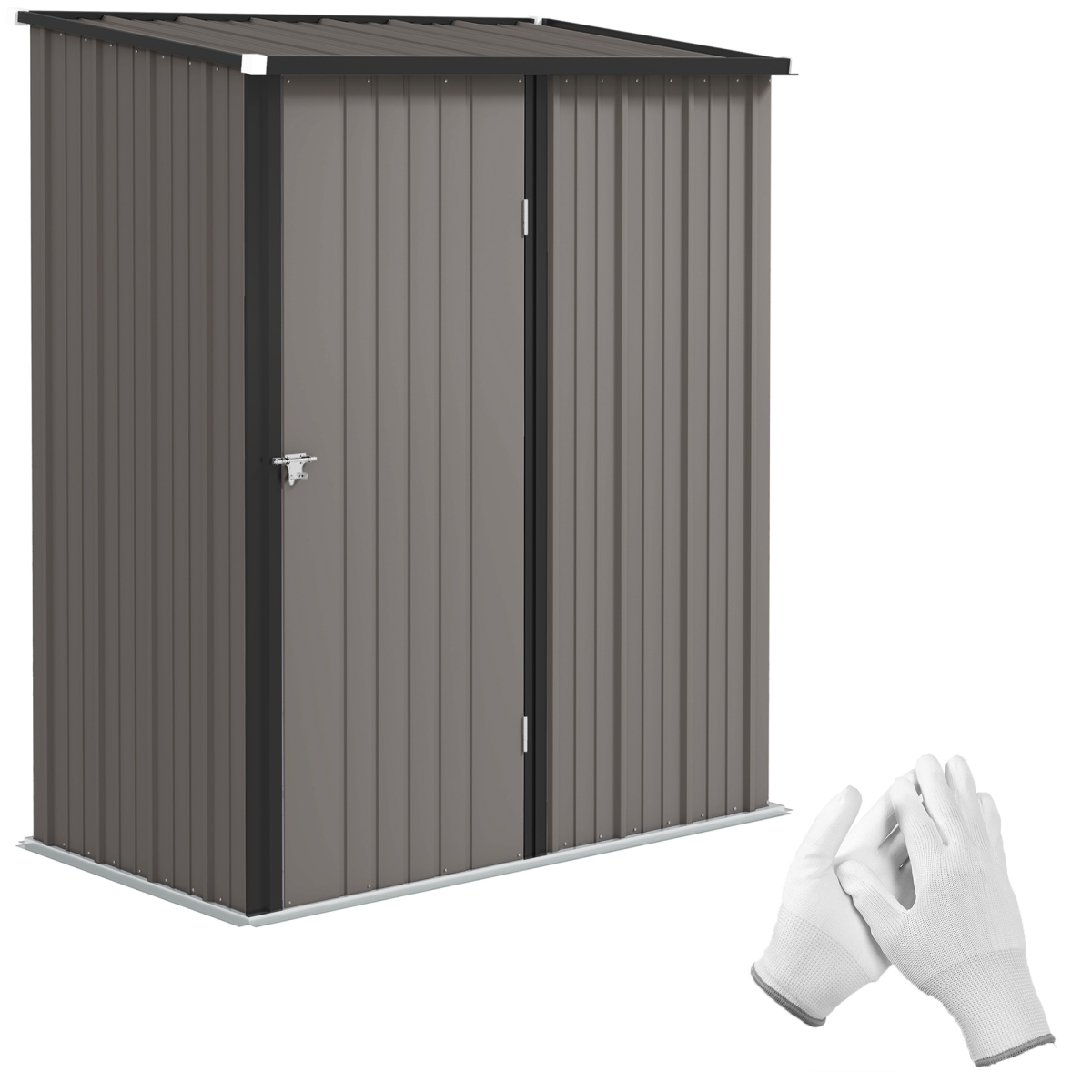 Garden Storage Shed Metal Lockable Outdoor Tool House Waterproof Steel Grey