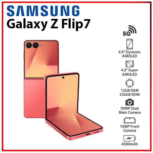 New) Samsung Galaxy Z Flip7 5G CORALRED 12GB+256GB Dual SIM