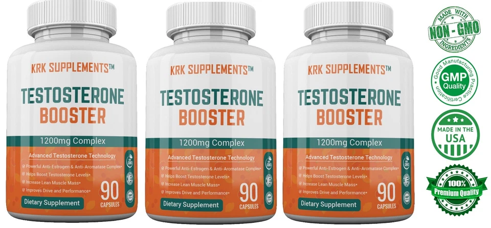 Potenciador de testosterona de 3 botellas de crisina baja prueba Boost natural Tribulus Terrestris Foto 2 de 4