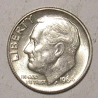 1964 D ROOSEVELT DIME, 90% Silver, uncirculated
