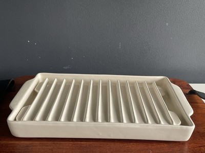 Vintage Sears Microwave Roast Rack & Ceramic Drip Tray Bacon Cooker USA 5389