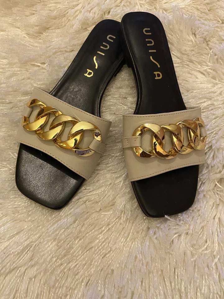 Unisa Marie Slingback Sandals, Women's Size 7M Black/ beige and gold - Imagem 4 de 4