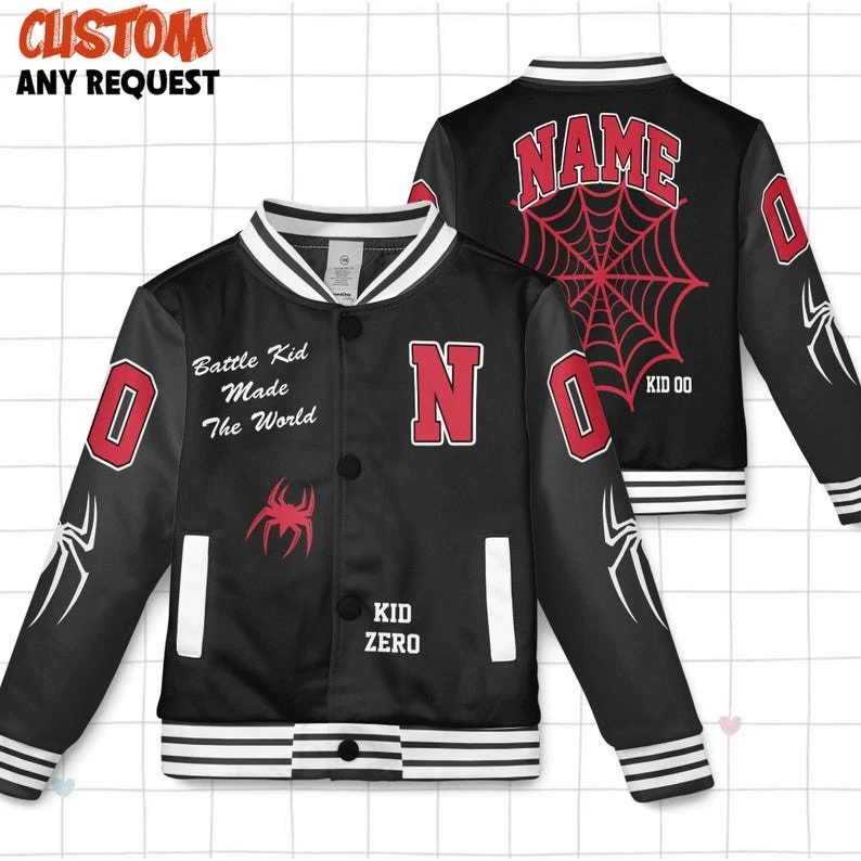 Personalized Battle Kid Made The World Spiderman Lovers Baseball Jacket