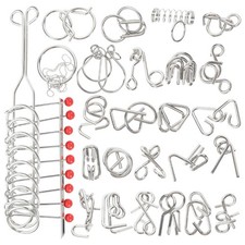  25 Pcs Metal Puzzle Nine Ring Interlocking Sets Wire Puzzles for Kids
