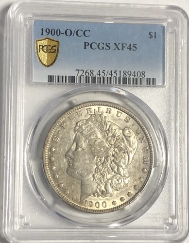 1900 O/CC MORGAN "PCGS GOLD SHIELD XF45" - ATTRACTIVE UNQUE TONING, MUST HAVE😍✅
