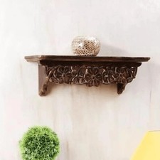 Wooden Twist Hand Carved Solid Wood Floating Wall Bracket Book Rack