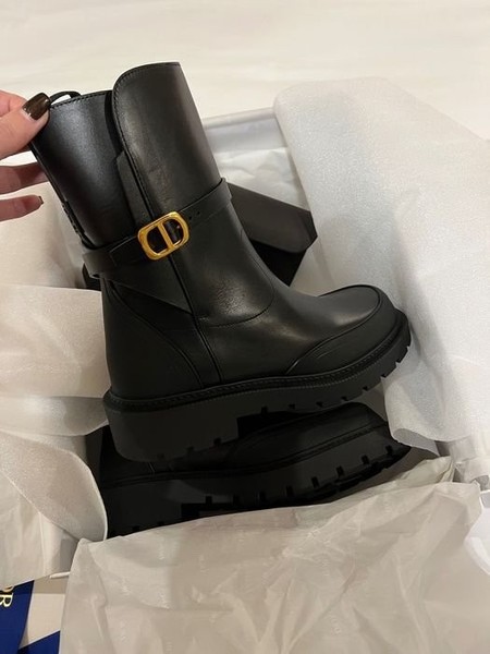 Women Dior Boots Black Leather 39.5