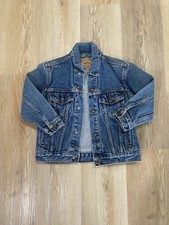 Levis Kids Denim Trucker Jacket Blue Medium Wash Button Front Size 6 Small