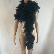 Vintage Art Deco Black Feather Boa, 1920  s Flapper. 84  long.