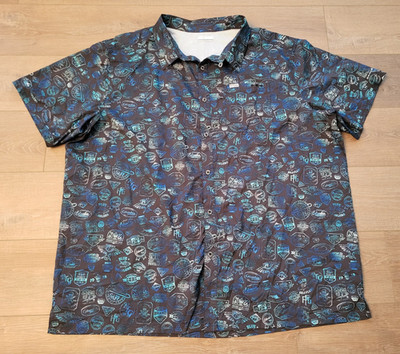 Columbia PFG Fishing Shirt Lightweight Vented Back Blue Brawlers Sword Fish 4X