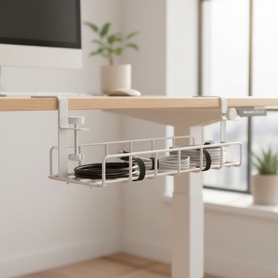Space-Saving Under Desk Cable Organizer - Heavy Duty, Drill-Free Installation