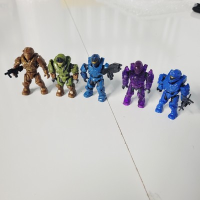 Halo Mega Construx Bloks 5x Spartans Figures Fireteam With Weapons