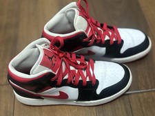 Nike Unisex Air Jordan 1 Mid White Very Berry Red Black Youth Gs Size 5.5
