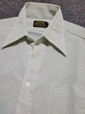 Vntg 70s Sears Sz MED Geometric Long Sleeve Rockabilly Polyester Disco Shirt