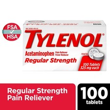 Tylenol Regular Strength Tablets with 325 mg Acetaminophen, 100 Ct