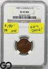 1909-S Lincoln Cent Wheat Penny NGC XF 45 BN ** Sought After Better Date!