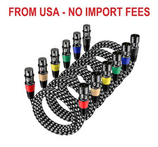 EBXYA 10ft 6 Pack Braided XLR Male to Female Balanced Microphone Cable, Gold Pla