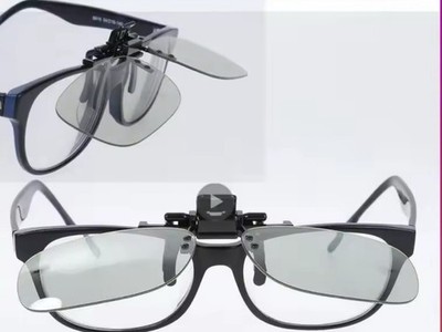 Clip-On 3D Glasses Passive Circular Polarized Myopia RealD Cinema LG TV Flip-Up