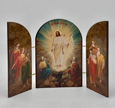 Russian wood icon Triptych  The Resurrection of Jesus Christ 7” Red