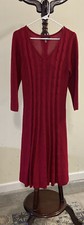 Nine West Women's Red Cable Knit 3/4 Sleeve Sweater Dress - L