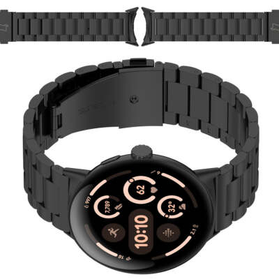 Edelstahl Armband für Google Pixel Watch 3/2/1 41mm Bizon Uhrbänd Bänd Schwarz