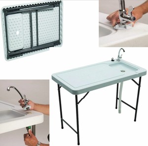 Details About Fish Cleaning Processing Folding Table With Sink Faucet Camping Kitchen Station